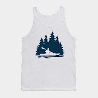 Silhouette of a Kayker Paddling Tank Top